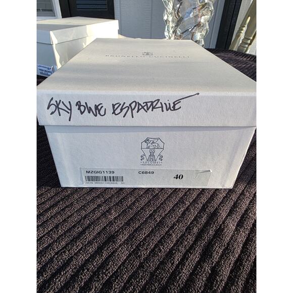 Brunello Cucinelli Womens Sky Blue Espadrille Flats Leather Size US 9.5 EU 40 - Picture 2 of 16